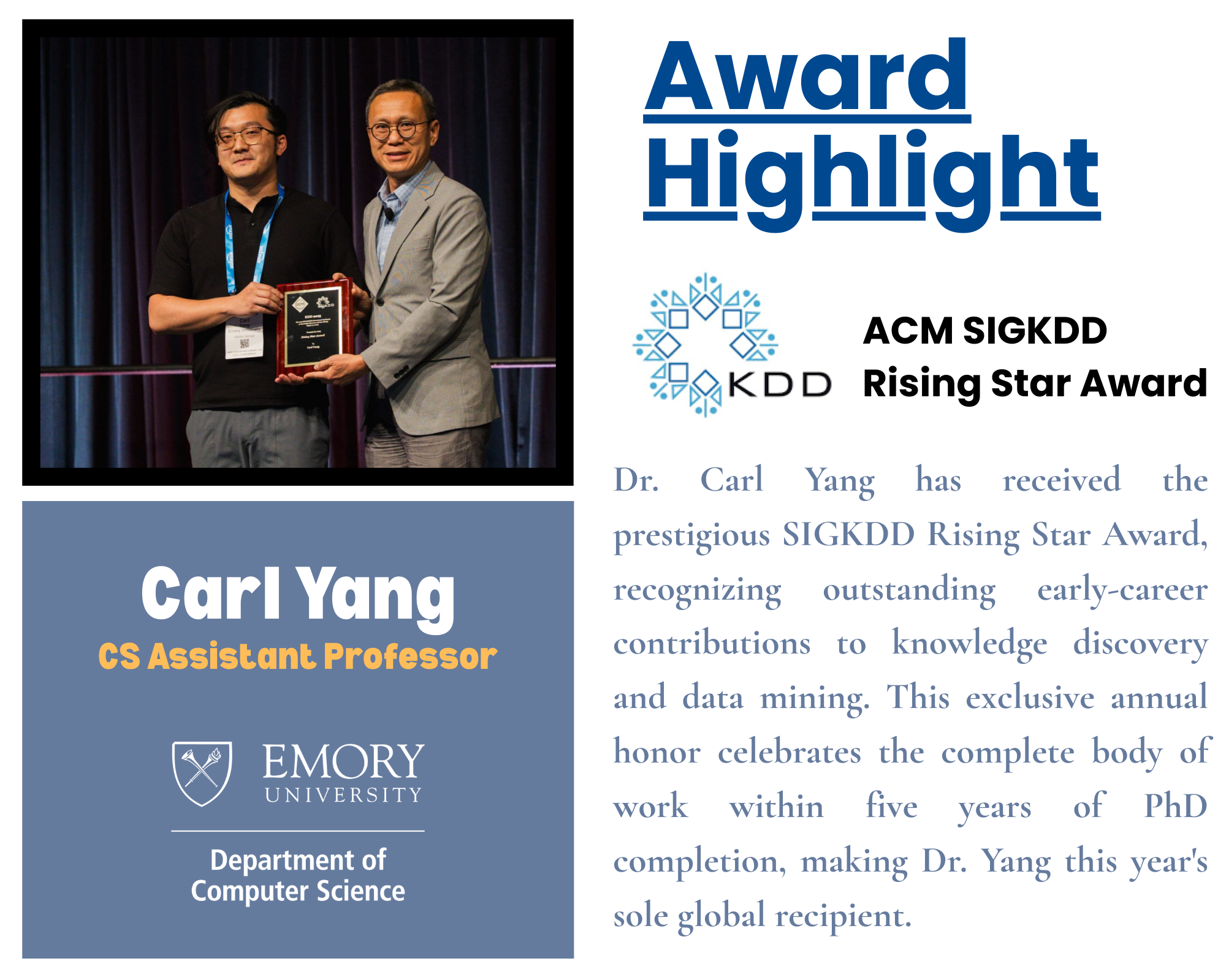 Carl Yang SIGKDD Award